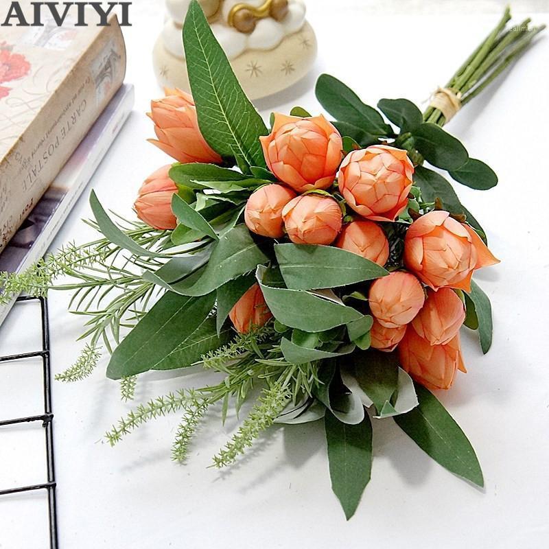 

Artificial Korean Drunk Beauty Rose one bouquet Bride Holding Fake flower Home Decoration DIY Wedding Supplies Photography Props1, Green