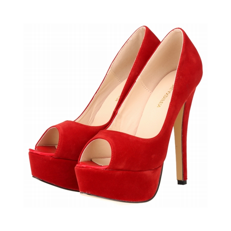

classic New sexy platform bombs super high heels peep leather women's wedding shoes g0004 9P6J, Rosy red