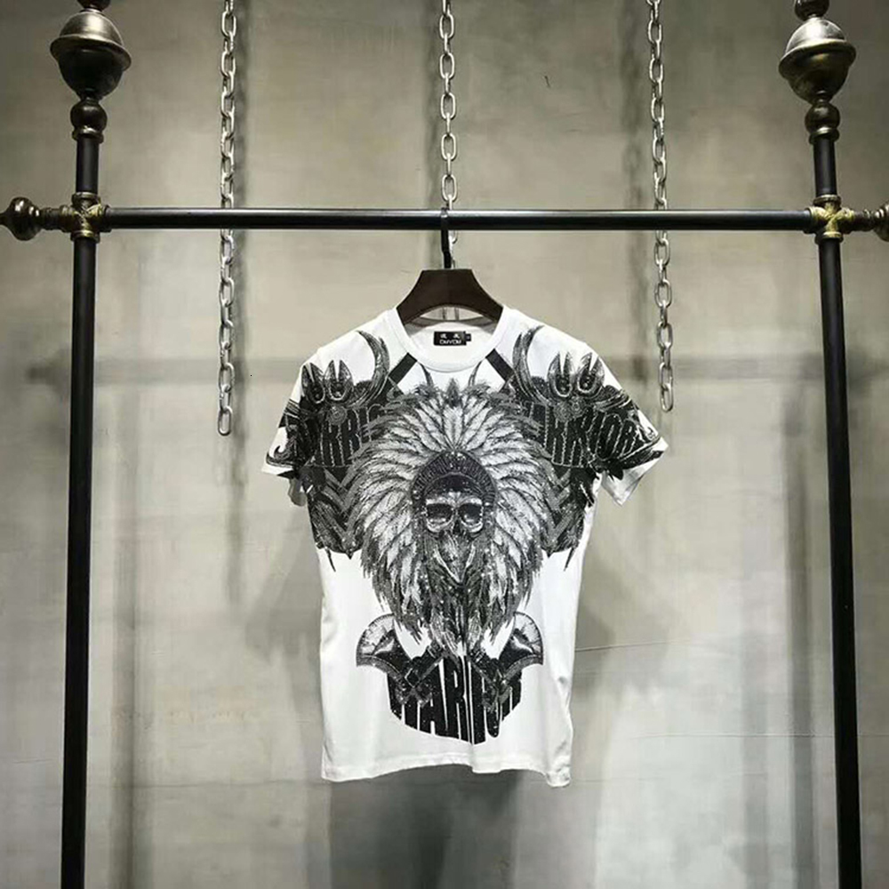 

Pp Bag Men Fashion Casual Custom Made Shirt Short Sleeve Cotton Tees Print Rhinestone T-shirt for Man Q6gd, Red