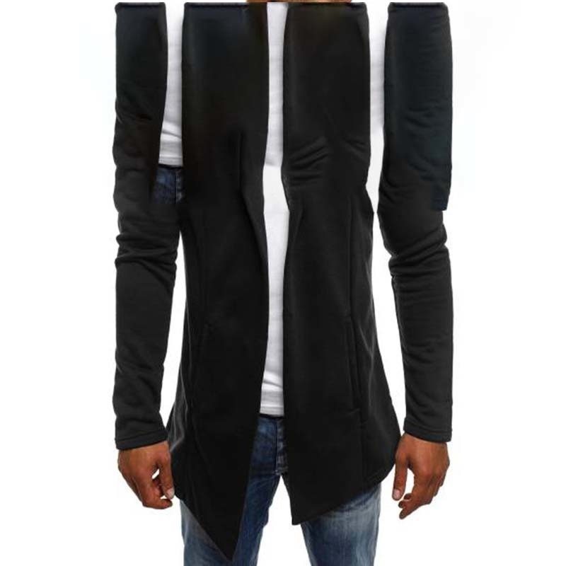 

Zogaa spring long mantle of the outerwear solid color with hood streetwear male hoodies sweatshirt WUX2, Black