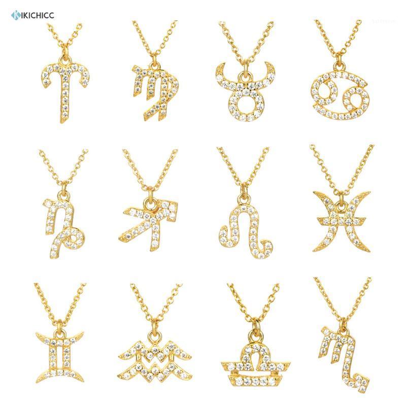

Kikichicc 925 Sterling Silver Zodiac Pendant Necklace Zircon Libra Long Chain Gemini Capricornus Rock Punk Fine Jewelry1