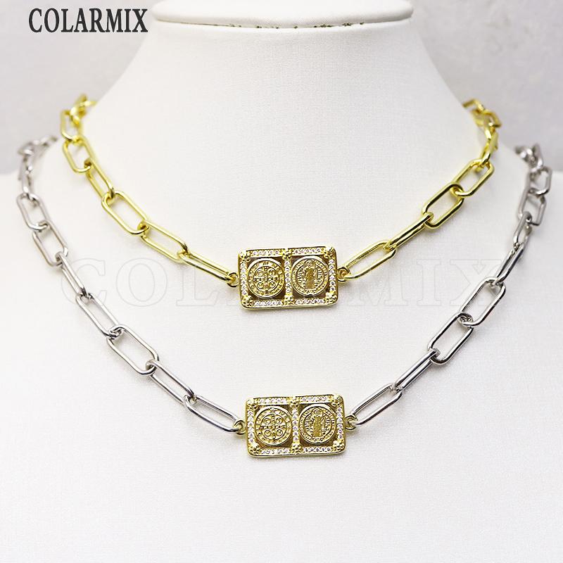 

5 pieces Sanbenito necklace link chain necklace mix colors religion jwelry for women 9673