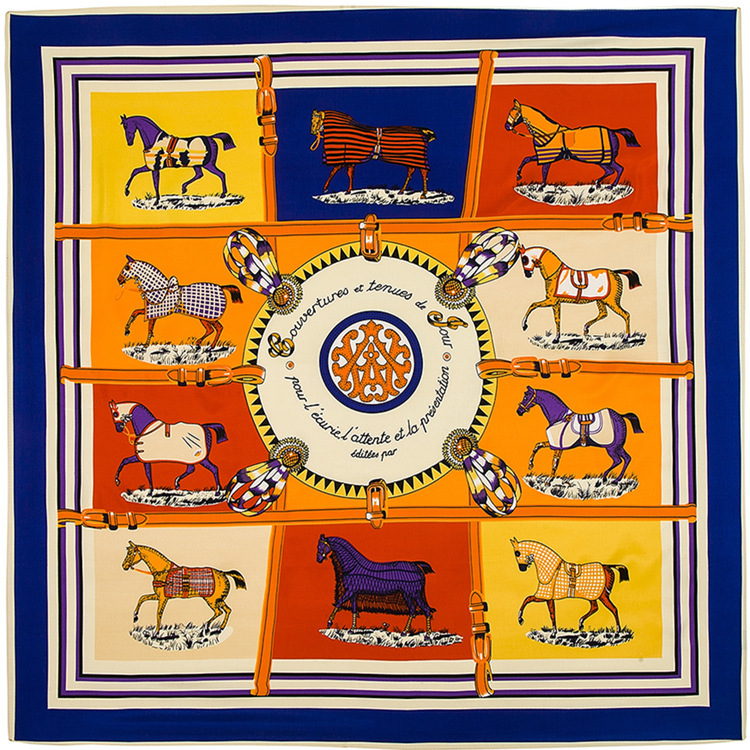 

Silk Neck Scarf Women Twill Ten Horse Print Scarf Animal Red Foulard Femme Echarpe Ladies Silk Square Scarfs 100*100