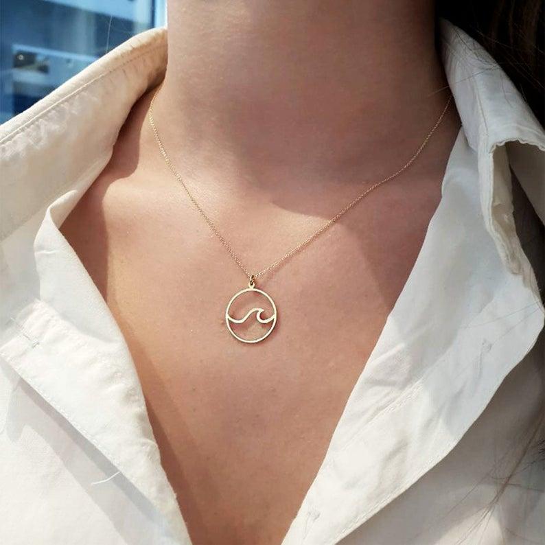 

Europe and America simple beach seagull wave necklace MATO PARIS HIP HOP ladies stainless steel necklace Hawaiian seaside decora