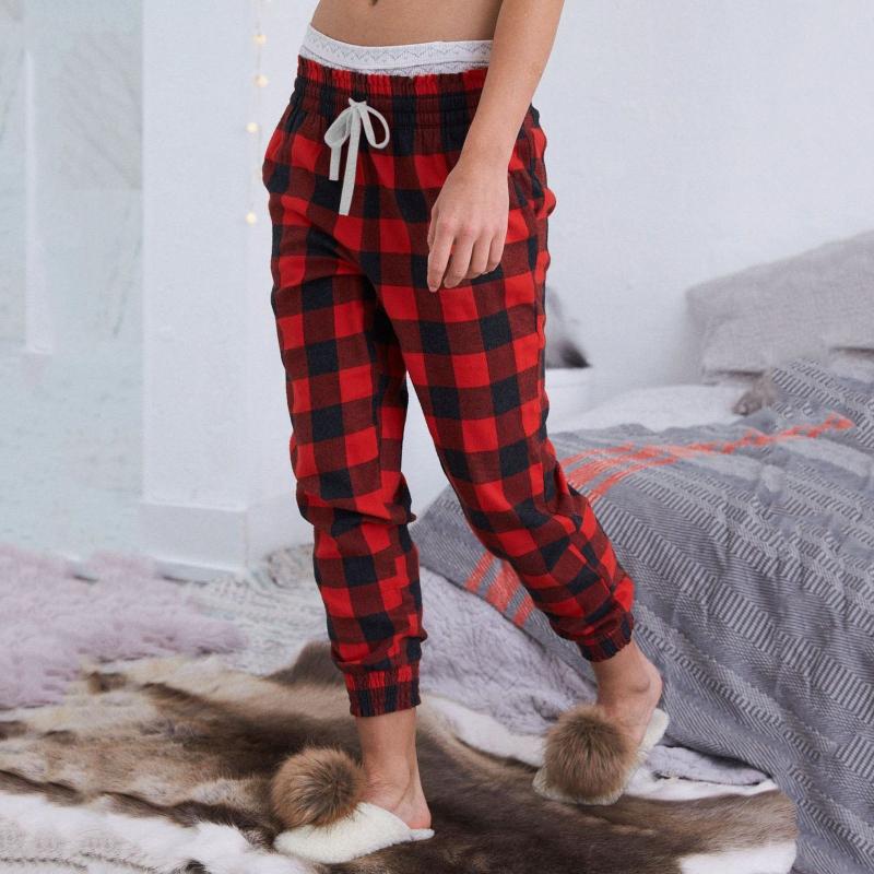 

Vintage Plaid Printed Pants Casual Loose Women' Plaid Printed Christmas Pants Casual Pajama Harajuku Sweatpants, Red