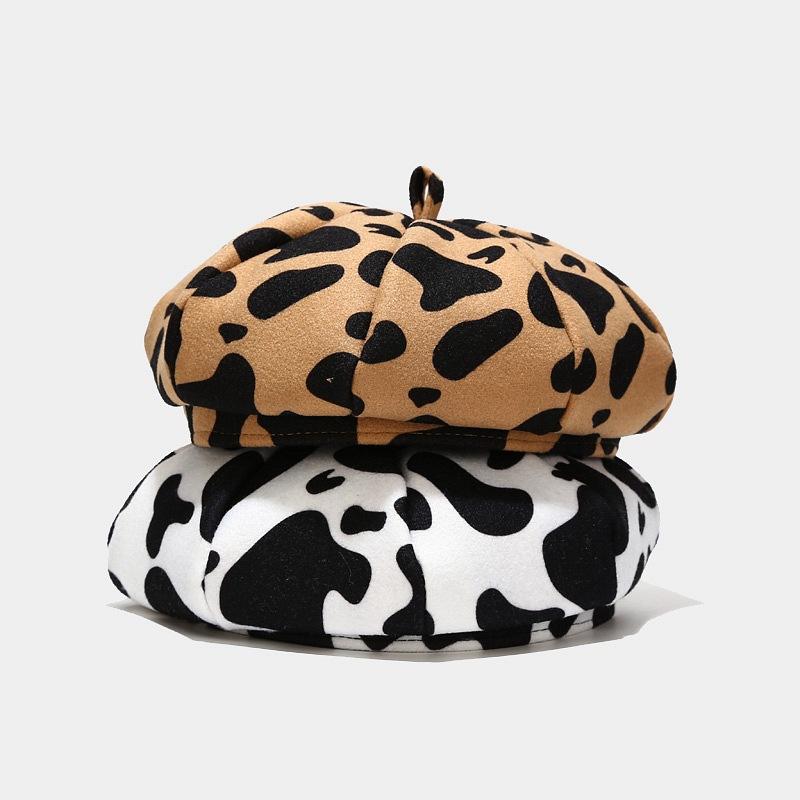 

Fashion Hat for Women Retro Woolen Cow Beret Painter Caps Korean Version Outdoor Autumn Winter Warm Beret Hat, White