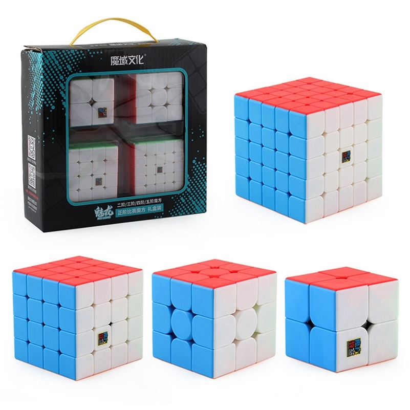 

4pcs Speed Cube Set Moyu MofangJiaoshi 2x2 3x3 4x4 5x5 Meilong Magic Cube pyramid skew Megaminx SQ1 Packing Educational Toys 201219