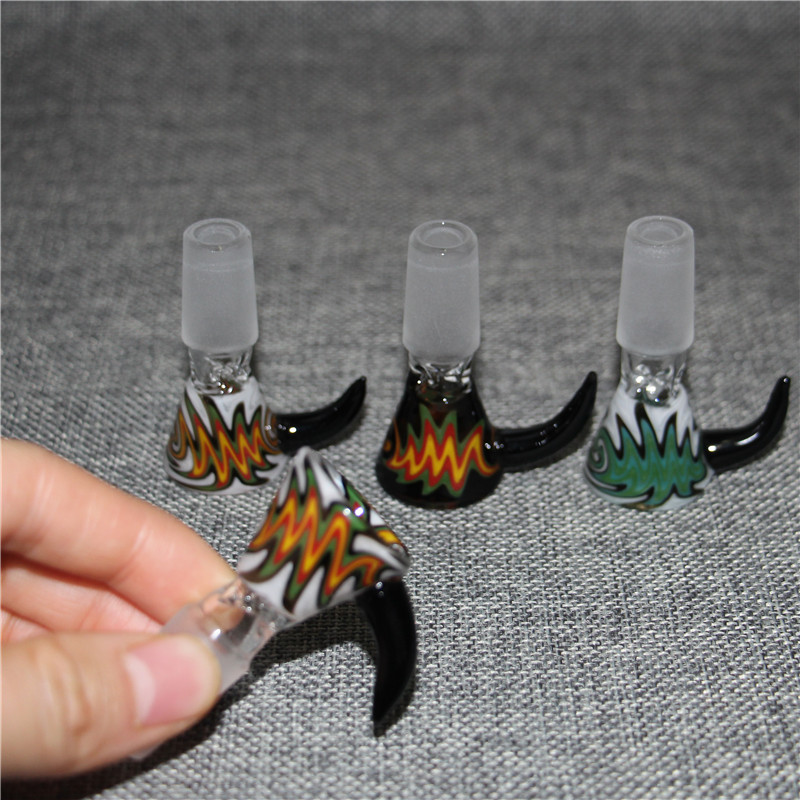 

Newest 14mm glass bowl Male Joint Handle Beautiful Slide bowl piece smoking Accessories For Bongs Water Pipes