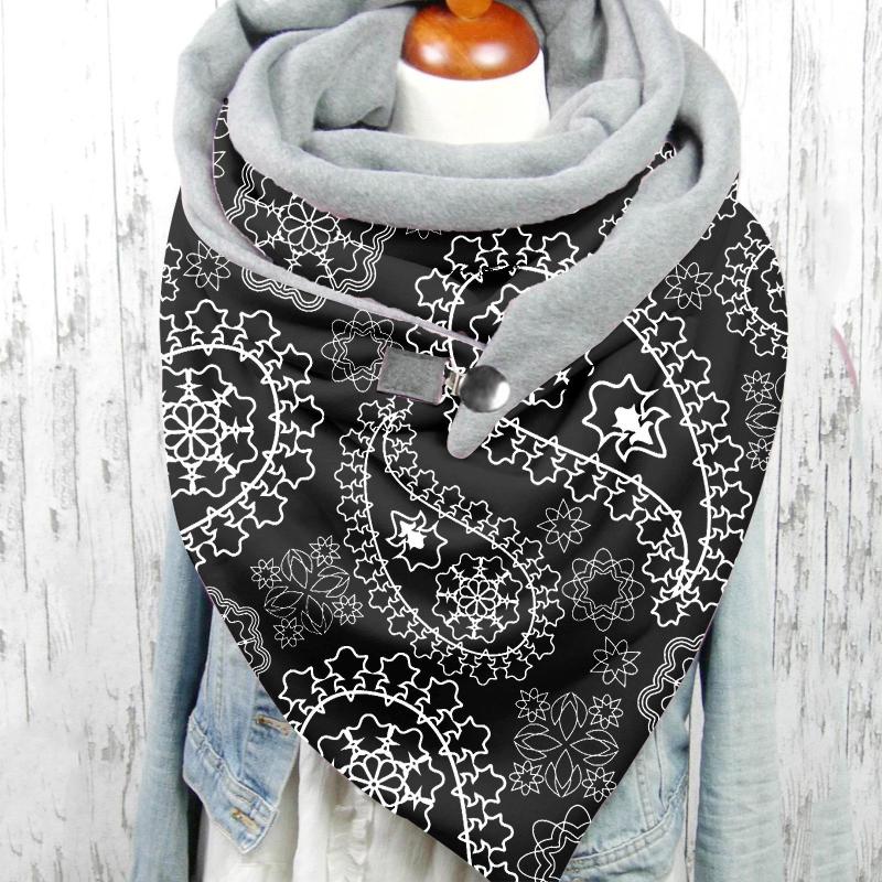 

Fashion Women Scarve Paisley Print Retro Button Soft Wrap Casual Warm Scarves Shawls Leisure Comfortable Soft Personality Cover