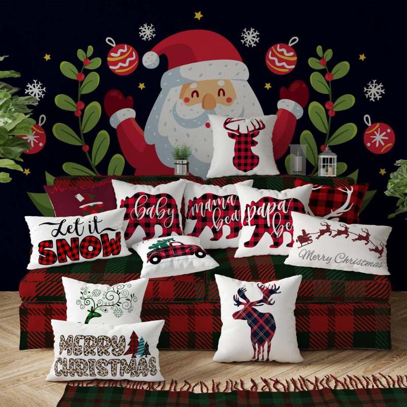 

Sofa Car Christmas Cushion Cover Polyester Sofa Car Cushion Cover Home Decor Chair Pillowcase For Christmas Navidad 2020, 45 x45cm