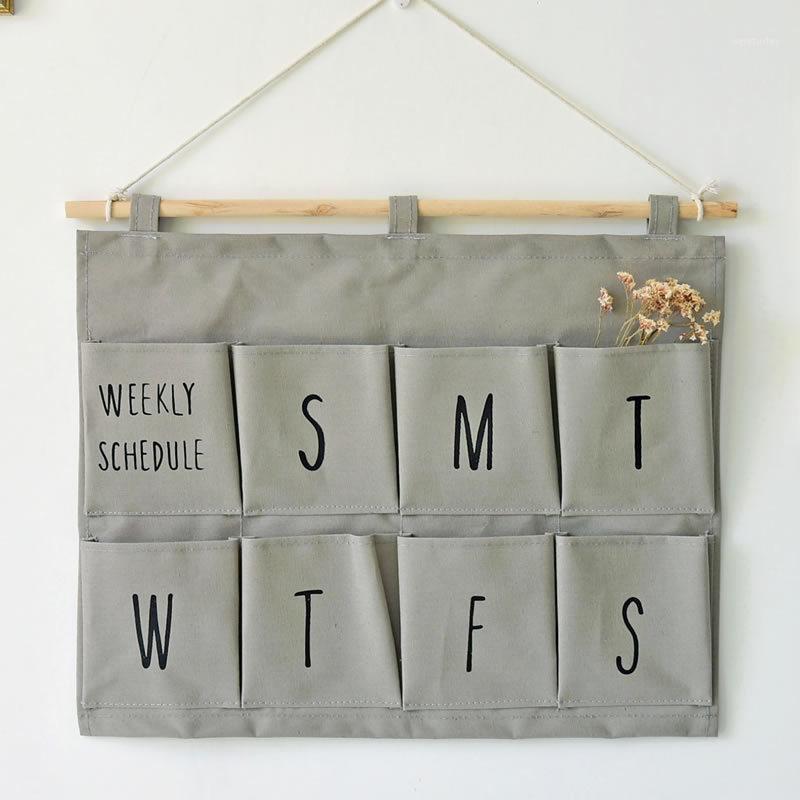 

8 Pockets schedule Cotton Linen Wall Hanging Storage Bags Door Organizer Waterproof Pouch Bedroom Home Office Container1