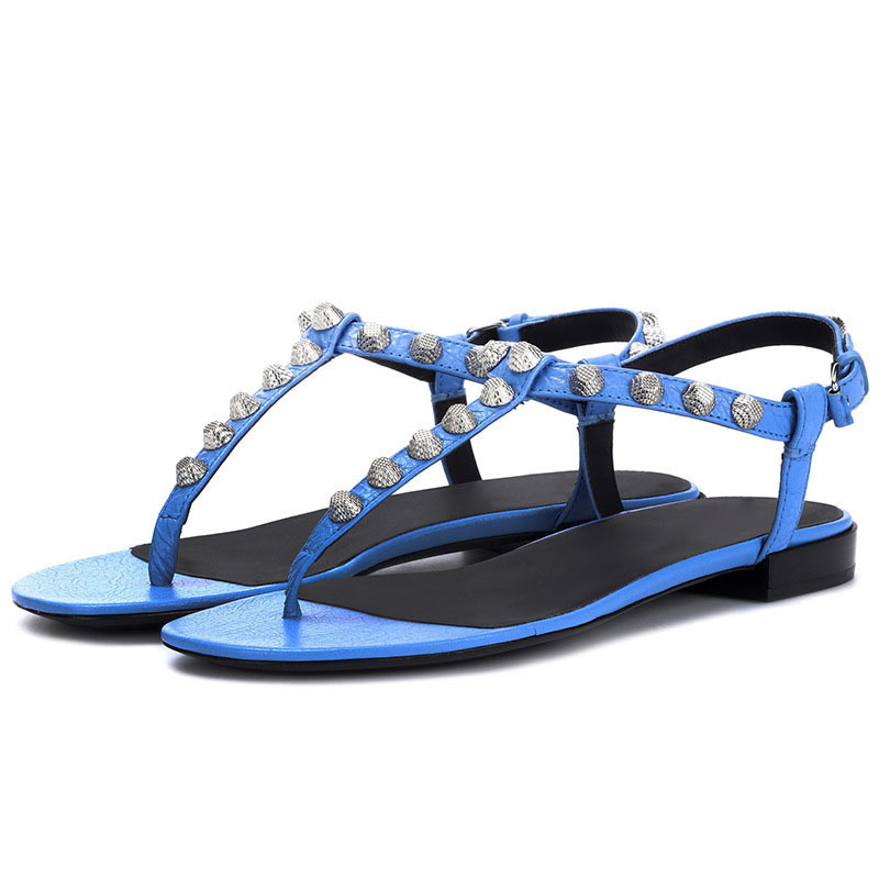 

Gentlemen Ladies and of Metal Cone Buckets Clip Tape Sandals Flat t Belt-sandals Gladiator Women on Beach Vacation Shoes 0hek, Black