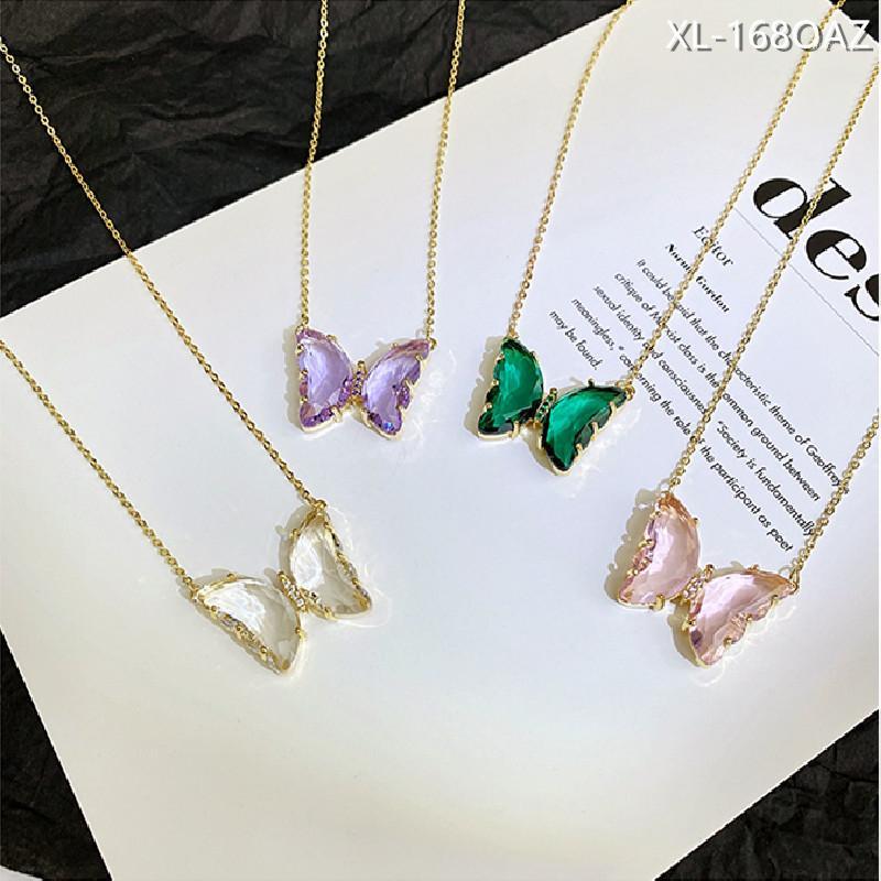 

Chokers DoreenBeads Fashion Crystal Butterfly Choker Necklace For Women Jewelry Gold Color Link Chain Light Pink Insect Gift,1 PC1