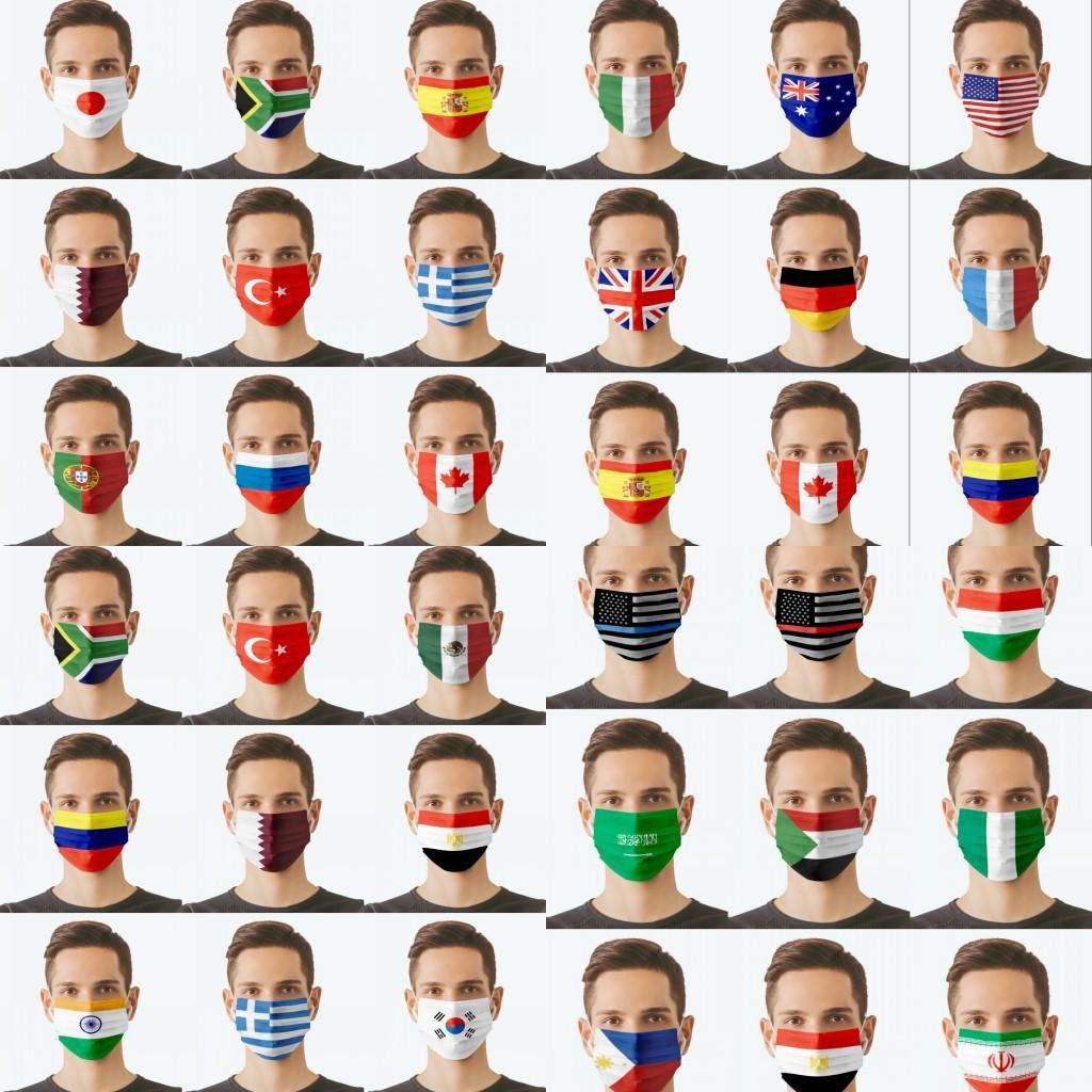 

Design Flag Masks 3 Layers Washable Resuable Customize Dustproof Mouth Cover Masks Designer Party Mask Wholesale