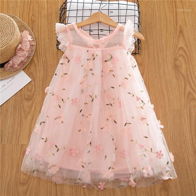 

Girls New Year Dress Kids Princess Costume Lace Print Embroidery Ruffles Sleeve Flower Dresses Christmas Party Children Clothes1, White