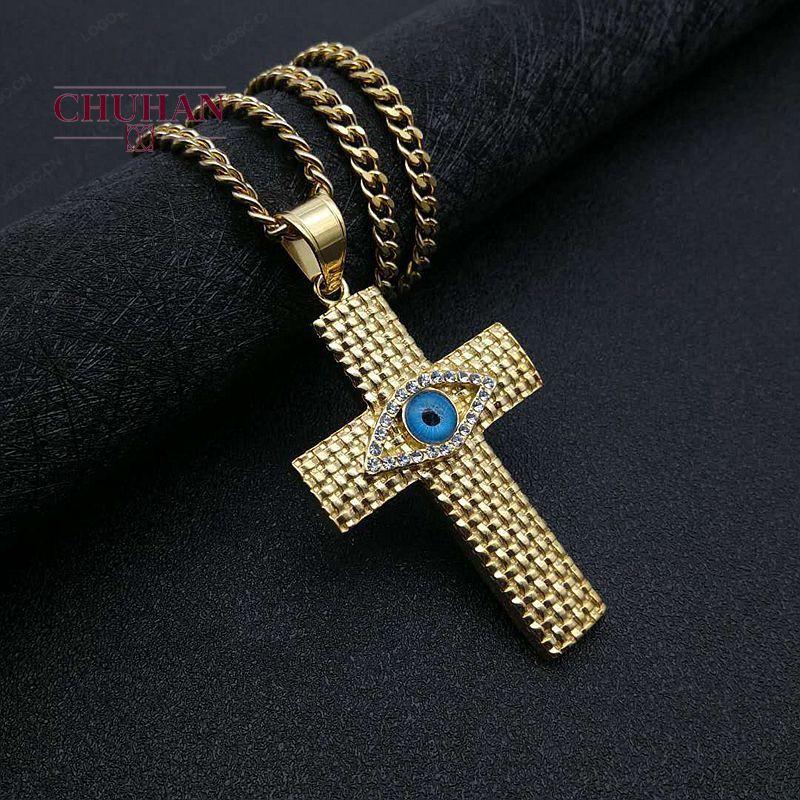 

CHUHAN Hip Hop Mens Necklaces Titanium Steel Vintage Cross Pendant Men Religious Delicate Necklace Personality Jewelry C375