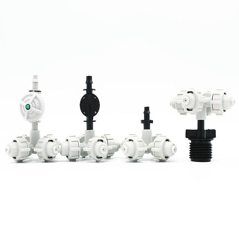 

1PC White Fogger Watering System Sprinkler 4-Outlet Micro Spray Sprinklers Garden Irrigation Mist Atomizing Nozzles
