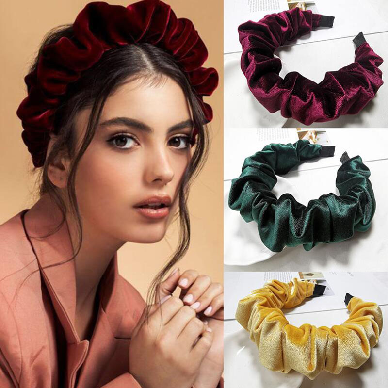 

Korean Vintage Retro Styles Temperament Women Wide Edge Headband Velvet Solid Color Girl Head Hoop Ladies Party Hair Accessories Gifts