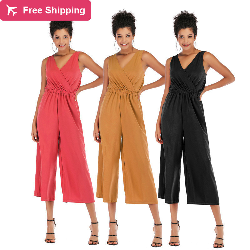

Bodysuit suits for women 2019 summer boho mangoes rupture womens elegant women's sexy overalls, Red.