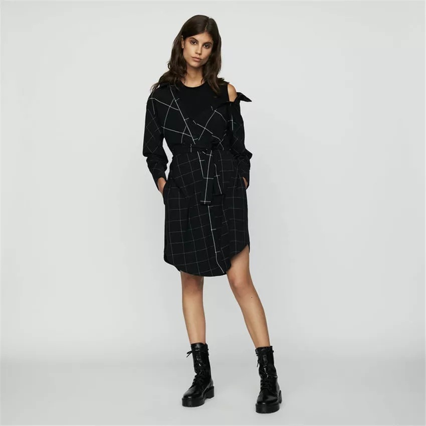 

Clue in Autumn Two Parts Chess Track Female Shoulder Mini Street Dressed Irregular 6rev, Black