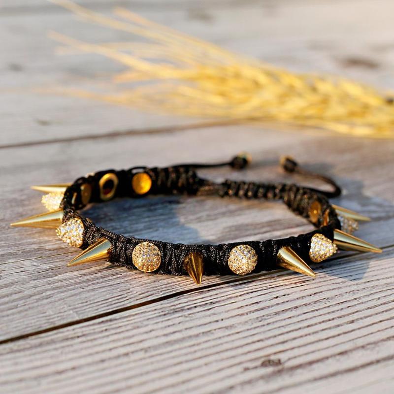 

Rock European Punk Style Men's And Women's Bracelets Hand-Woven Luxury Rivet Decorative Bracelet 2020 Europe And America Jewelry