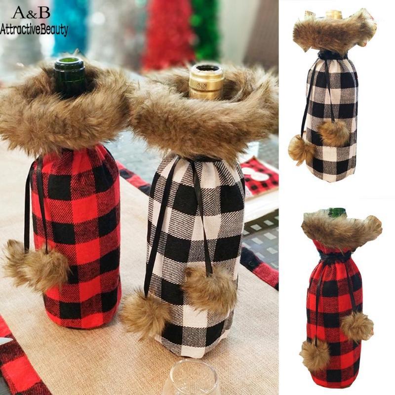 

Christmas Gifts Bags Christmas Bottle Decor Wine Bag Bottle Decorations for Home Black White Red navidad1