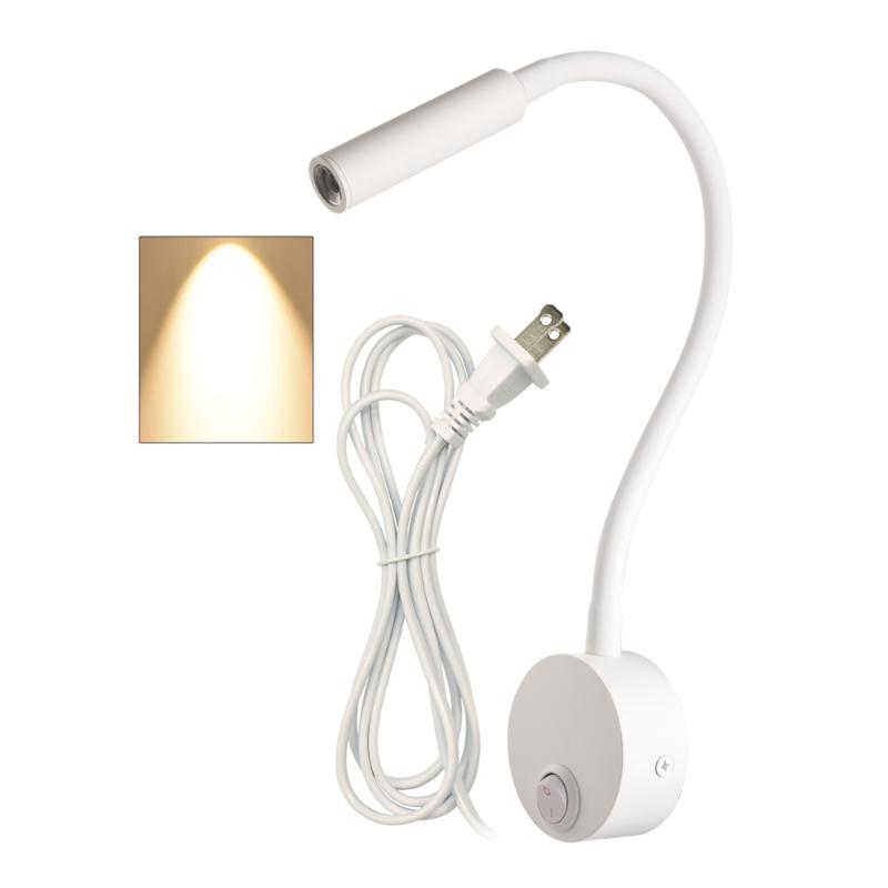 

3000K Modern Reading Wall Lamp Sconces Light COB 3W Long arm White spotlight Silver Black Body for bedside bookshelf work table