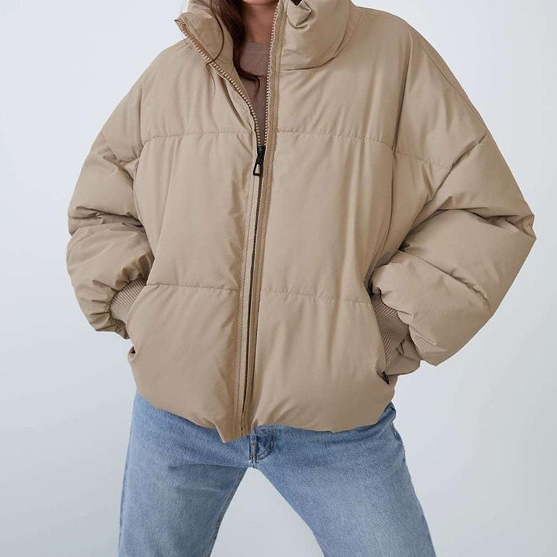 

Korean Thick Parka Women Autumn Winter Reflective Zipper Spray-bonded Wadding Coat Casual Solid Jacket Abrigos Mujer Invierno, Black