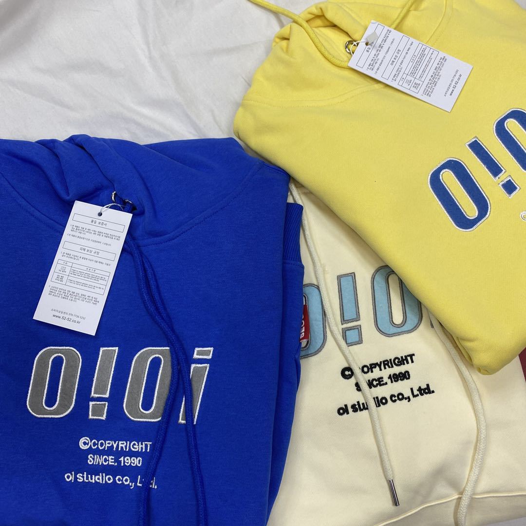 

5252 Korean Fashion Men' and Women' Loose Oioi Pasted Hooded Sweater with Plush and Thickening, Yellow