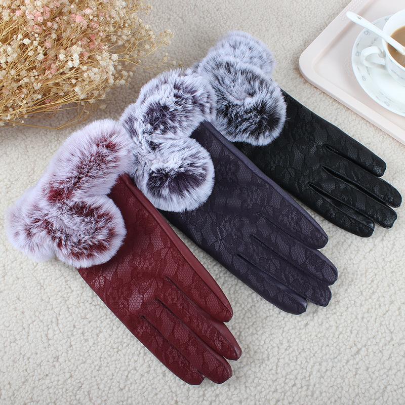 

New Fashion Pu Gloves Women's Winter Plus Velvet To Keep Warm Cycling and Driving, Touch Screen Windproof and Waterproof Gloves