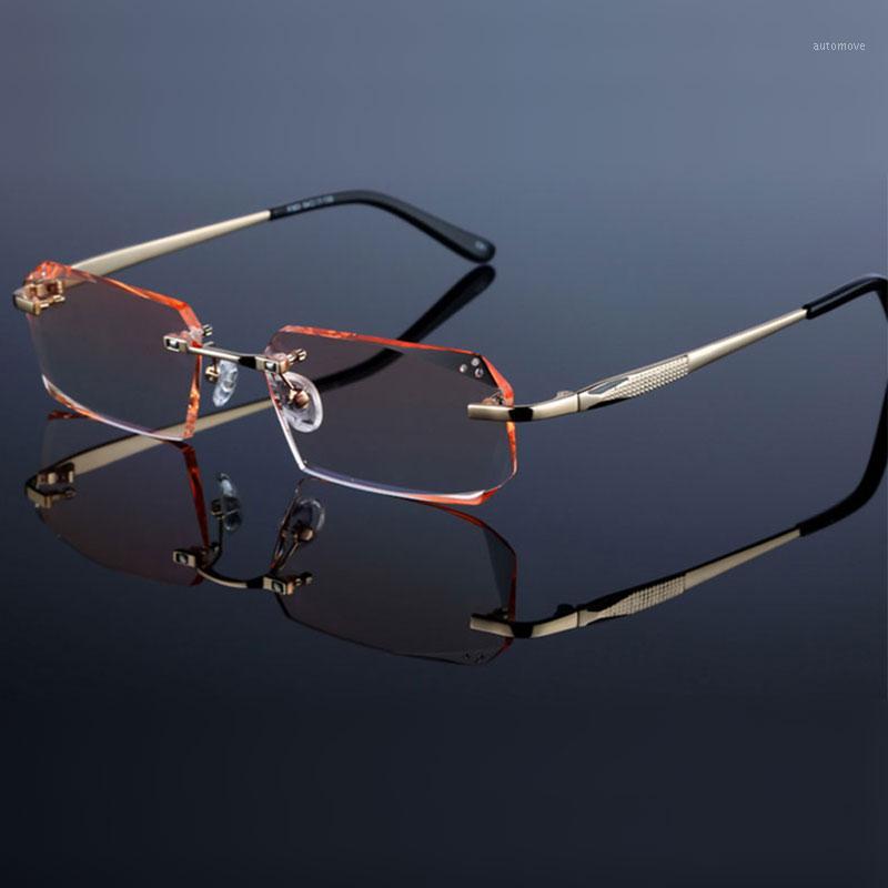 

Fashion Eyeglasses Diamond Trimming Cutting Rimless Eyeglasses Prescription Optical Glasses Frame for Men Eyewear1