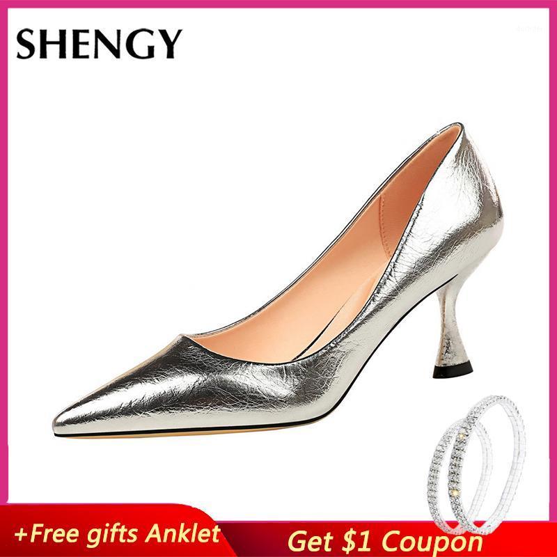 

2021 Casual Nightclub Spring Autumn Bling High Heels Women Fashion High Heels 7cm Reflective PU Pumps Party Shoes1, Black