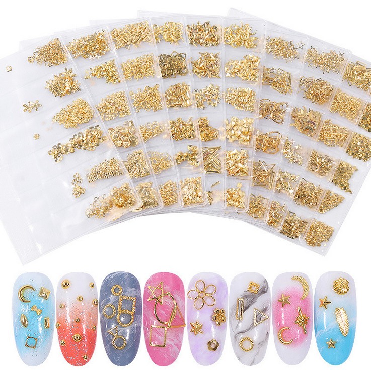 

Rivet Nail Art Studs Mixed Style Gold Silver Plated Metal Nail Art Decoration