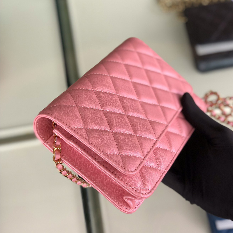 

Ladies bags C woc mini genuine leather le boy classic quilted flap chain crossbody handbags clutch bag card holder coin purse top quality, Box
