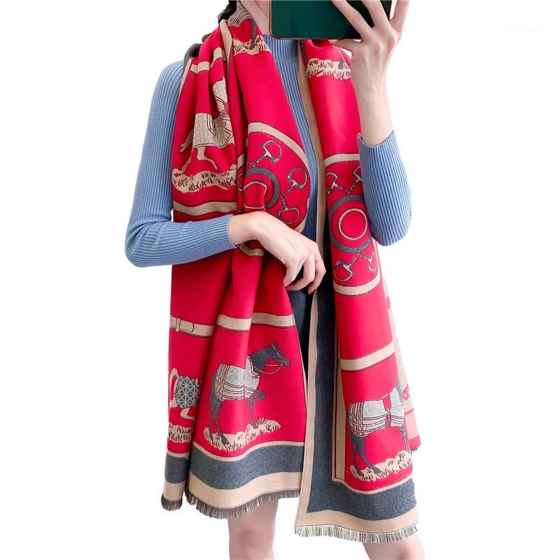 

Hot Sale Fashion Winter Scarf Women Cashmere Warm Foulard Lady Luxury Horse Scarves Thick Soft Shawls Wraps 2020 New1