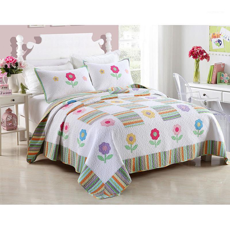 

Famvotar Fancy Cotton Quilt Set 3PCS Patchwork Quilts Bedspread Bed Cover Quilted Bedding bed sheet Pillow Shams Coverlet Set1, As picture