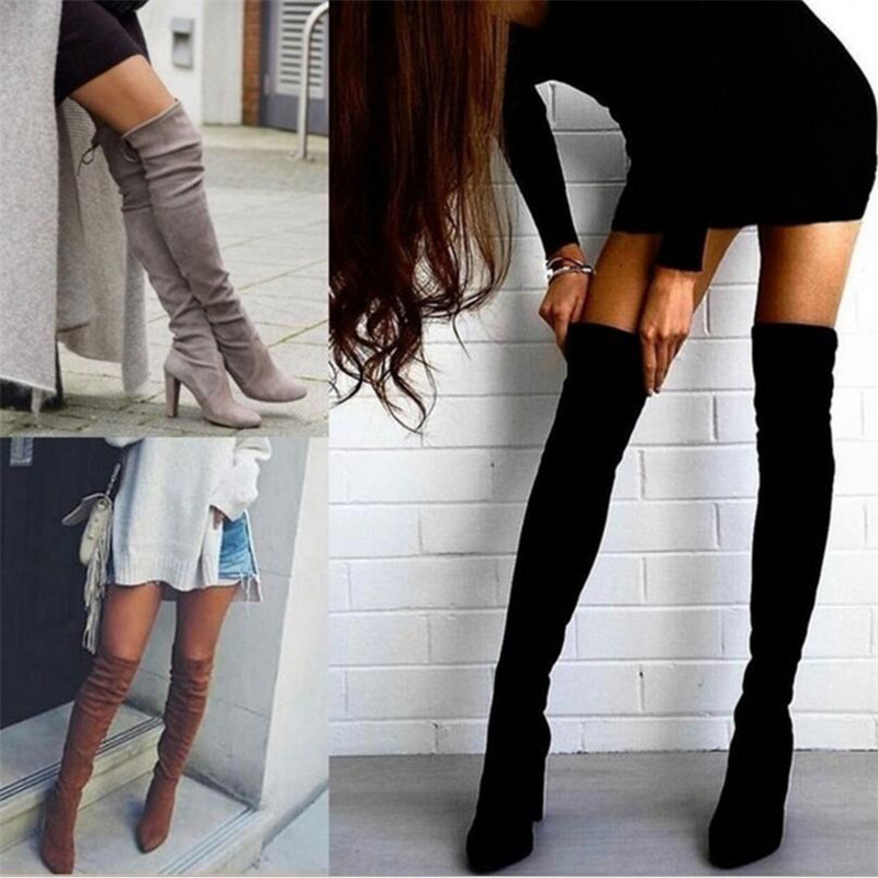 

2021 The New Women's Hot New Thick Tip with Lateral on Knee Elastic Boots Shoes C3ze, 09 single boot