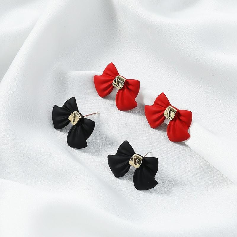 

Red Bowknot Stud Earrings Metal Korean Trendy Earring for Women 2020 New Vintage Cute Earring Jewelry Fashion Wholesale
