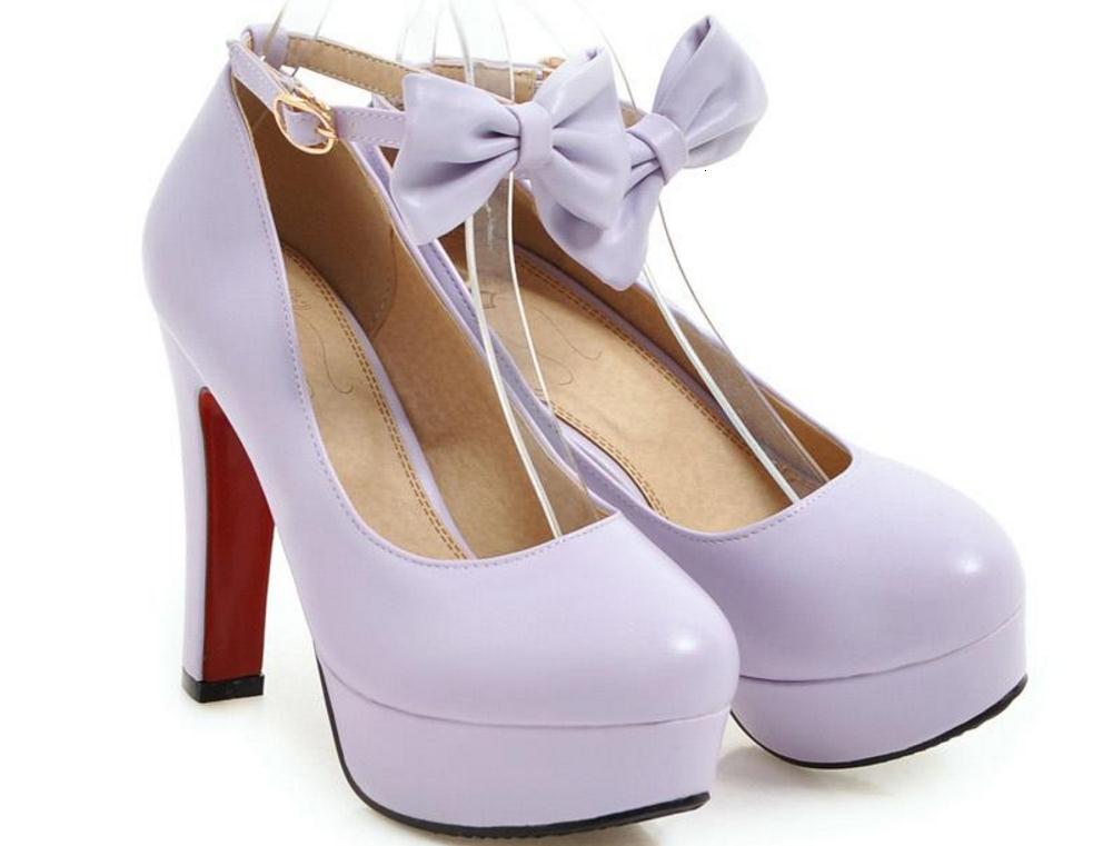 

2021 New Free Send Hot 31 - 47 Big Size Bowknot Single Shoes Round Head Coarse Heel ONIS, Black