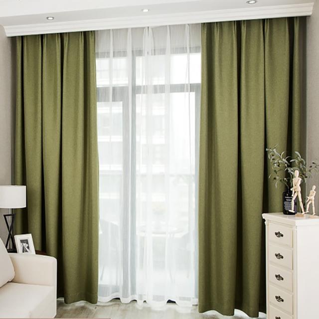 

High shading cotton linen blackout curtains for bedroom plain finished curtains window treatment drapes, Coffee
