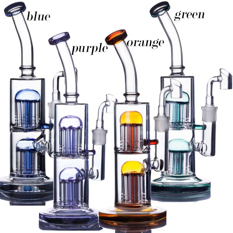 

Double Arm Tree Perc Bongs Glass Water Bongs Recycler Dab Rigs Percolater Dab Rig Glass Water Pipe 14MM Glass Banger