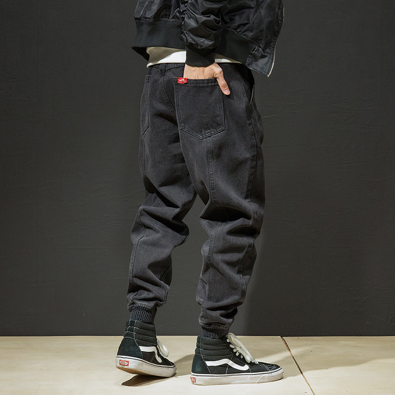 

2021 New Fashion Streetwear Men Jeans Spliced Designer Casual Denim Cargo Pants Japanese Vintage Wide Leg Baggy Trousers Hip Hop Joggers Ml7, Black