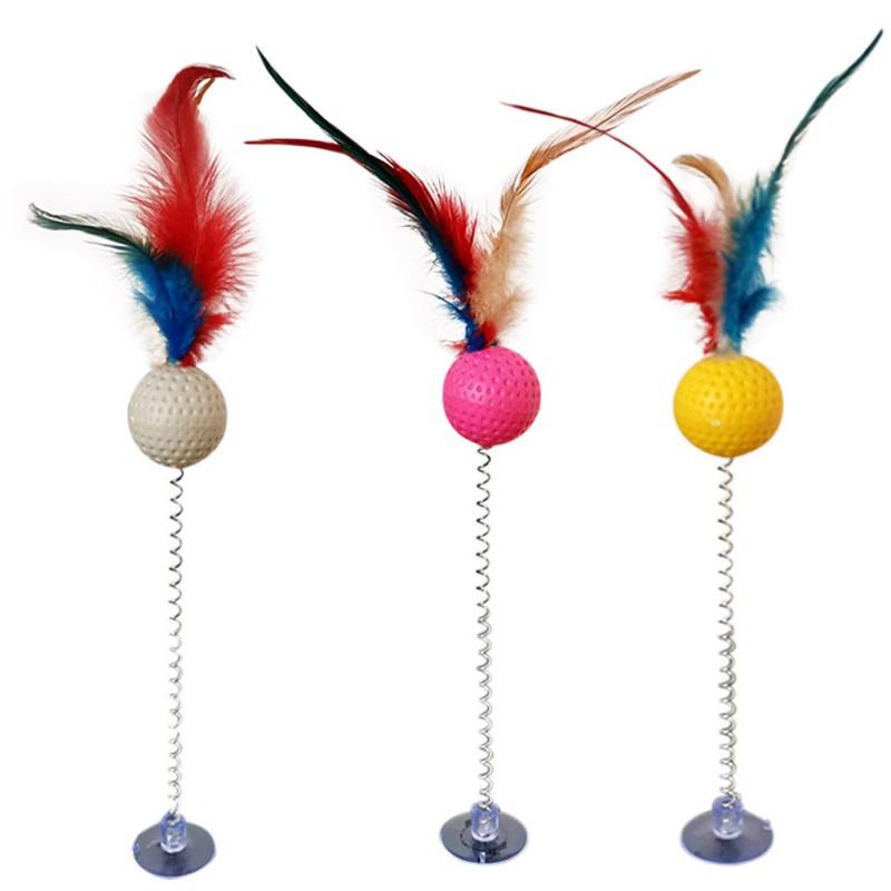

Cat Toy Cat Interactive Toy With Sucker Spring Feather Plush Mouse Funny Pet Toys Kitten Training