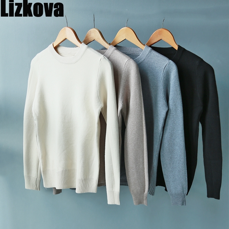 

Lizkova Winter O-neck Sweater Women White Knitted Slim Pullover Loose Casual Tops 201111, Beige