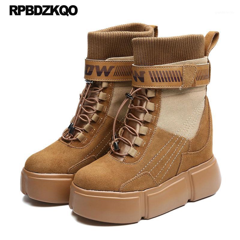 

Boots Muffin Booties Wedge Casual Shoes Combat Platform Lace Up Designer Women Luxury 2020 High Heel Flatform Canvas1, Black