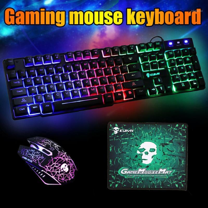

Black Mouse And Keyboard Kit Colorful Backlight Game Keyboard Mouse Set USB Game for USB Interface Computer1