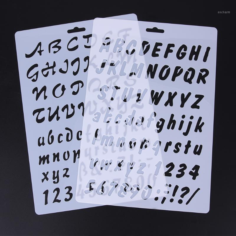 

2Pcs Plastic Cake Stencils Alphabet Letters Spray Stencils Birthday Cake Mold Decorating Tools DIY Mould Fondant Template1