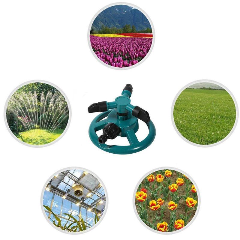 

Sprinkler Shower Small Three Fork Lawn Plant Irrigation Watering System Home Garden Automatic Rotating Sprinkler, Green