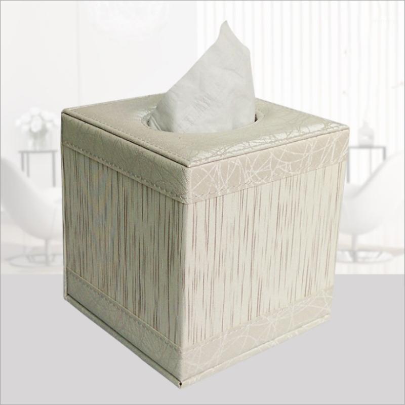 

2020 Durable PU Leather Tissue Box Square Home Table Napkin Paper Box Toilet Bedroom Desktop Roll Paper Towel Container1