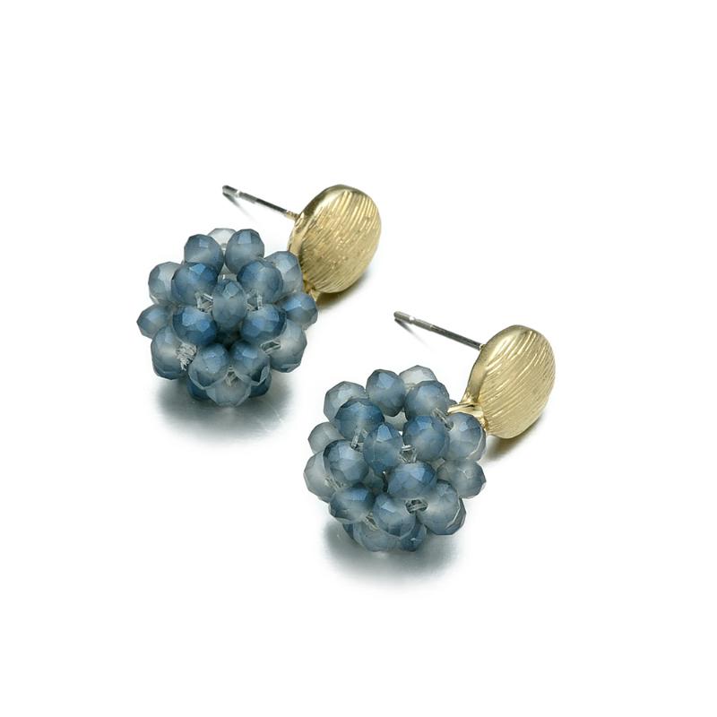 

OSHUER New Bohemia hand-knitted ball Crystal Bead Dangle earrings Statement Jewelry Long crystal drop Earrings for women